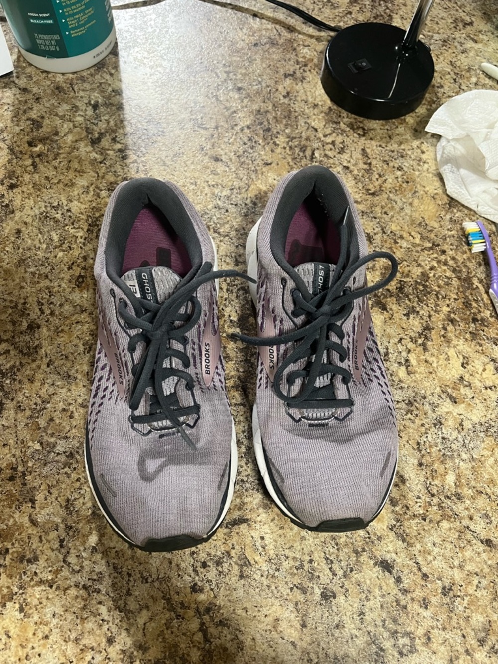 Brooks Women’s Ghost 13 Running Shoes - Purple and Gray Knit. Size 9.5